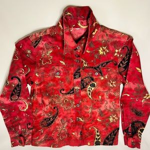 Vintage bohemian red denim jacket